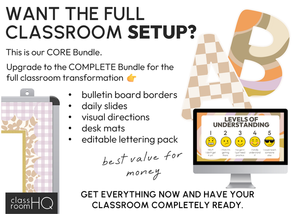 SUNDAZED Classroom Decor - Core Bundle | Boho Retro Classroom Decor