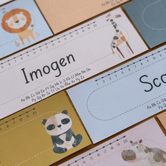 Editable Desk Name Plates for Classroom | Student Name Tags | Neutral Safari Theme | ZOO TALES