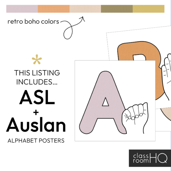 SUNDAZED ASL & Auslan Alphabet Posters | Editable Sign Language Classroom Decor
