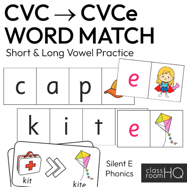 CVC to CVCe Word Cards