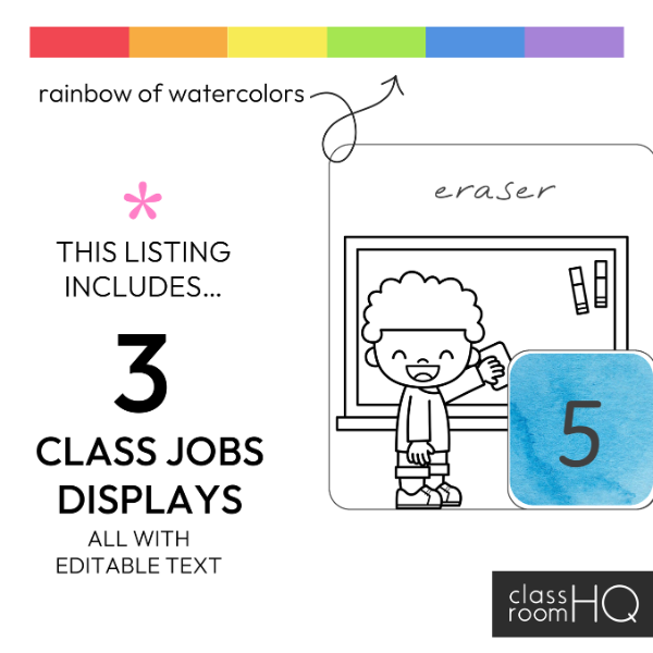 WATERCOLOUR PAINT Classroom Jobs