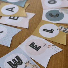 Editable Bulletin Board Banner Letter Bunting | Classroom Display Lettering | Neutral Safari Theme | ZOO TALES
