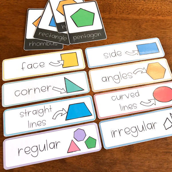 2D Shape Editable Posters + Word Wall Cards