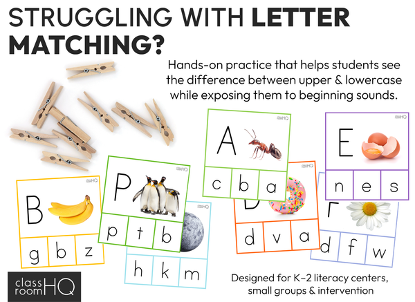 Upper and Lower Case Letter Match Activity Cards