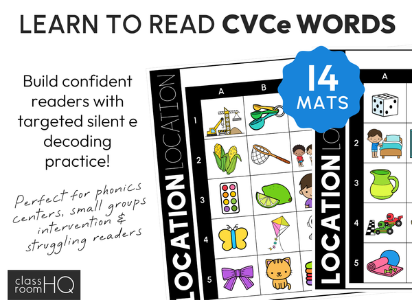 Learning to Read CVCe Words - Location Literacy Centre Activity