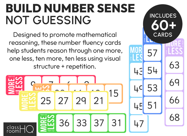 One More, One Less, Ten More, Ten Less Number Task Cards - Number Fluency Math Centre