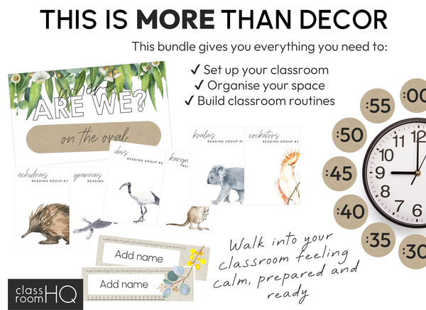 GUM LEAF Classroom Decor Bundle | Editable Botanical Classroom Setup