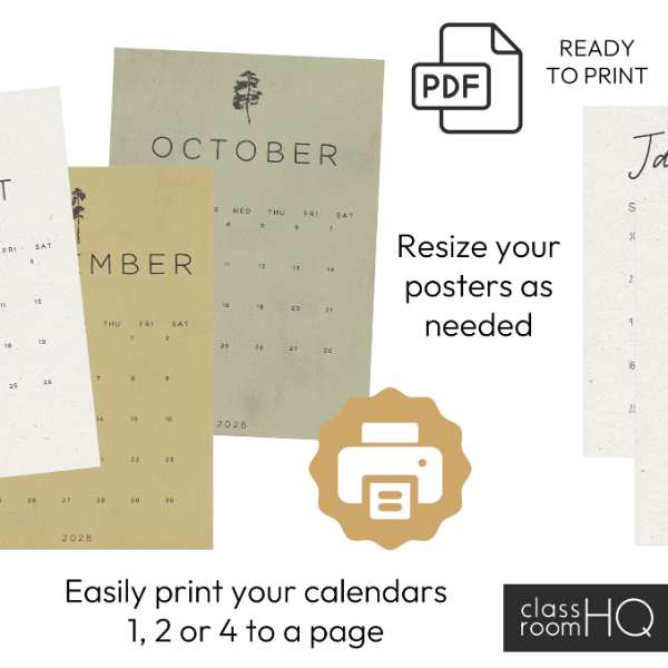 Woodland Forest INTO THE WOODS Simple Calendar