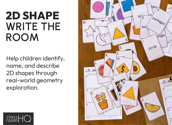 2D Shape Activity | Write the Room Math Centre with Real World Shapes