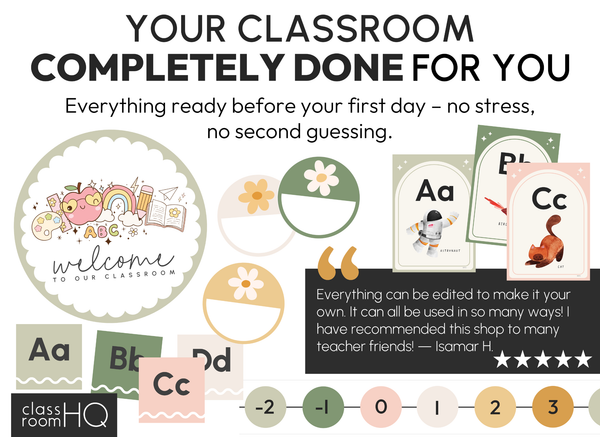 HAZY DAISY Complete Classroom Decor Bundle | Editable Calm Classroom Setup Kit