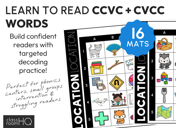 Learning to Read CCVC & CVCC Words Location Mats - Hands-On Phonics Centre