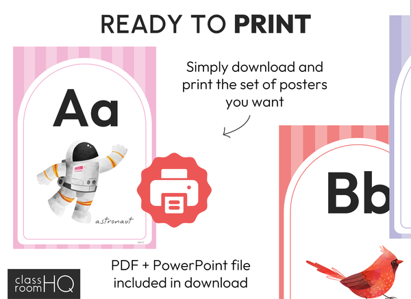 Editable Alphabet Posters | SPRING GARDEN Classroom Decor | Modern Pastel Theme