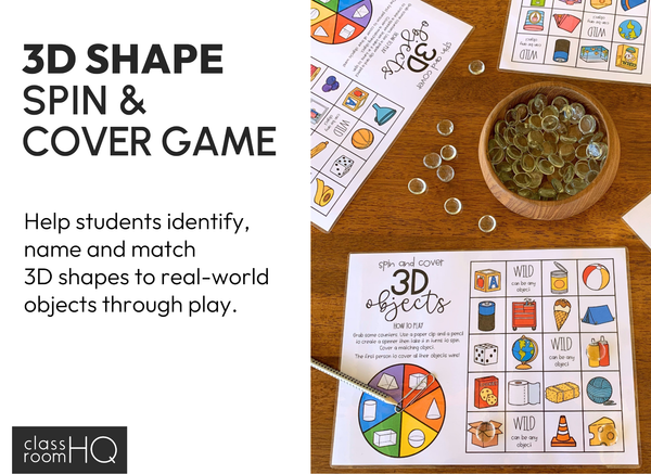 3D Shape Game | Spin & Cover Mats | Real World Geometry Math Centre