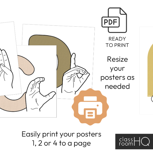 SUNDAZED ASL & Auslan Alphabet Posters | Editable Sign Language Classroom Decor