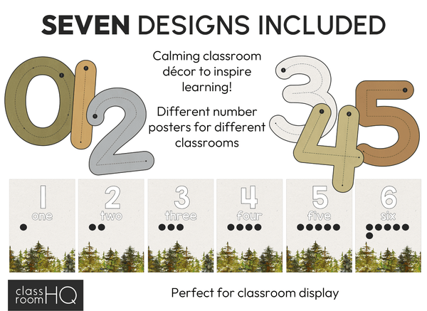 Editable Number Posters | Woodland Forest Theme Classroom Decor | 0–30 Math Display | INTO THE WOODS