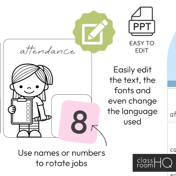 OVER THE RAINBOW Classroom Jobs