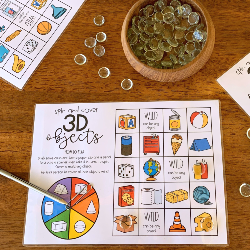3D Shape Game | Spin & Cover Mats | Real World Geometry Math Centre