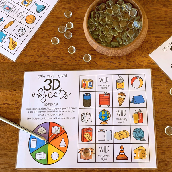 3D Shape Game | Spin & Cover Mats | Real World Geometry Math Centre