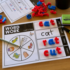 CVC Word Families No Prep Spin and Spell Word Work Game