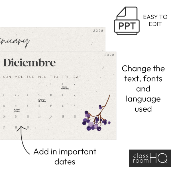 Woodland Forest INTO THE WOODS Simple Calendar