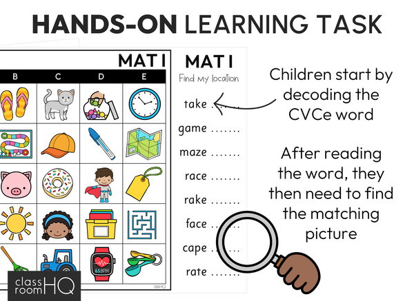 Learning to Read CVCe Words - Location Literacy Centre Activity