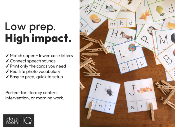 Upper and Lower Case Letter Match Activity Cards