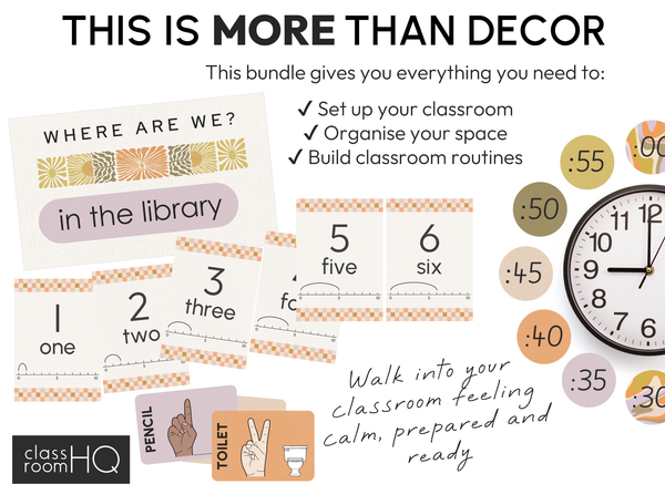 SUNDAZED Classroom Decor - Core Bundle | Boho Retro Classroom Decor