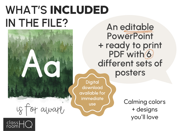 Editable Alphabet Posters | Woodland Forest Theme ABC Classroom Display | INTO THE WOODS
