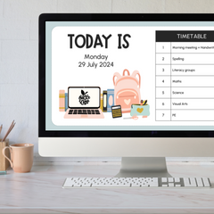 Editable Daily Slides with Timers | Classroom Routine & Management Slides | Neutral Safari Theme | ZOO TALES