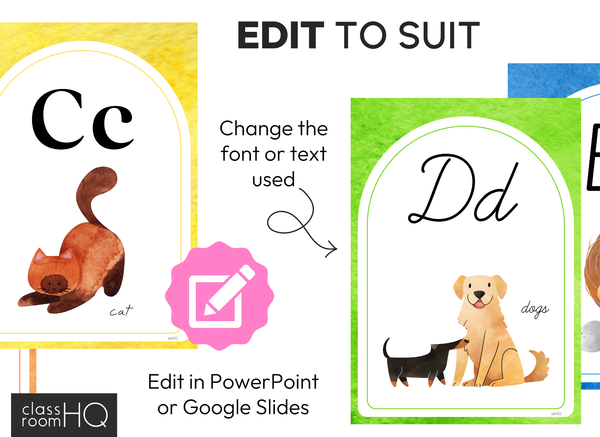 WATERCOLOUR PAINT Alphabet Posters