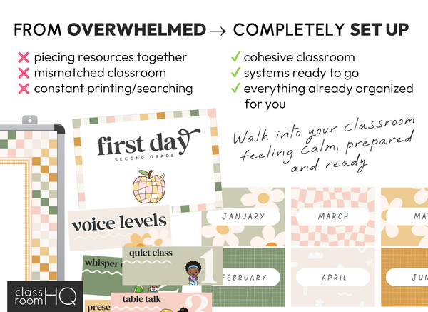 HAZY DAISY Complete Classroom Decor Bundle | Editable Calm Classroom Setup Kit