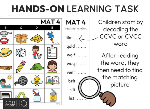 Learning to Read CCVC & CVCC Words Location Mats - Hands-On Phonics Centre