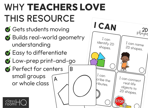 2D Shape Activity | Write the Room Math Centre with Real World Shapes