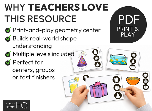 3D Shape Clip Cards | Hands-On Real World Geometry Math Centres for K-2