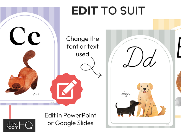 Editable Alphabet Posters | SPRING GARDEN Classroom Decor | Modern Pastel Theme