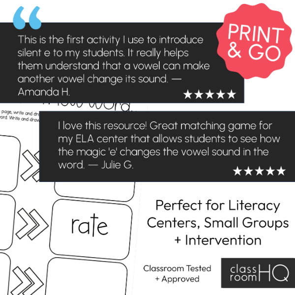 CVC to CVCe Word Cards