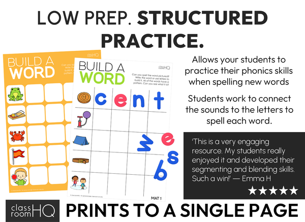 Build A Word CVC CVCC CCVC CVCe Pack