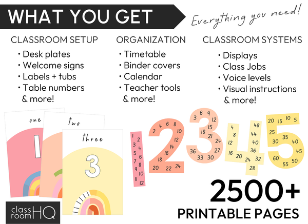 OVER THE RAINBOW Classroom Decor - Core Classroom Setup Bundle