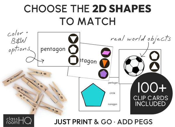 2D Shape Clip Cards | Real-World Geometry Math Centre Activities