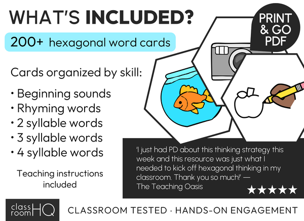 Hexagonal Thinking Cards | Science of Reading Hands-On Early Literacy Word Work