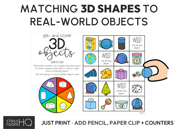 3D Shape Game | Spin & Cover Mats | Real World Geometry Math Centre
