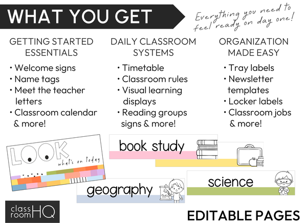 Pastel Rainbow Classroom Decor Starter Pack | Editable Classroom Setup Bundle | OVER THE RAINBOW