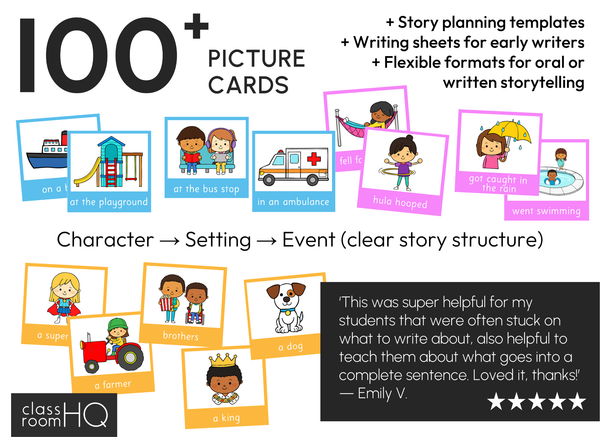 Tell Me A Story Narrative Writing Prompts + Worksheets