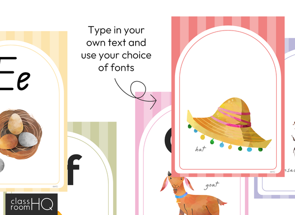 Editable Alphabet Posters | SPRING GARDEN Classroom Decor | Modern Pastel Theme