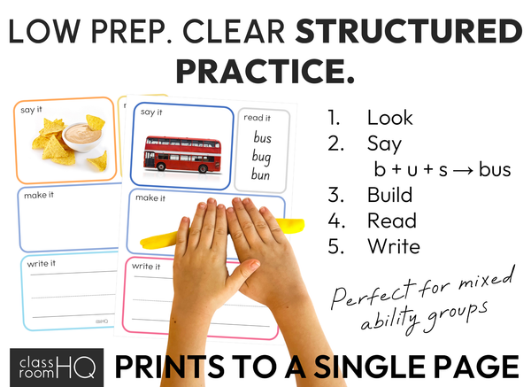 Build, Read & Write CVC Words Mats