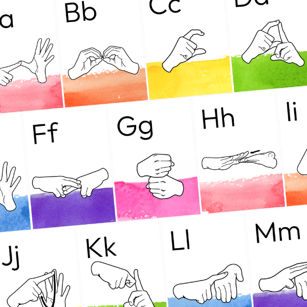 WATERCOLOUR PAINT Auslan Alphabet Posters