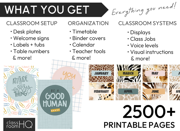 Modern Safari Classroom Decor Bundle | Neutral Editable Classroom Setup | ZOO TALES Collection