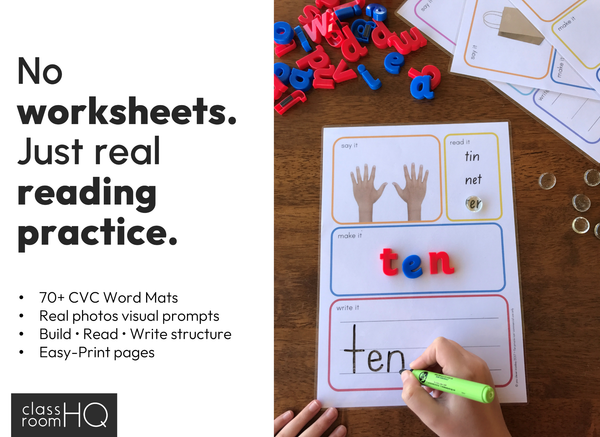 Build, Read & Write CVC Words Mats