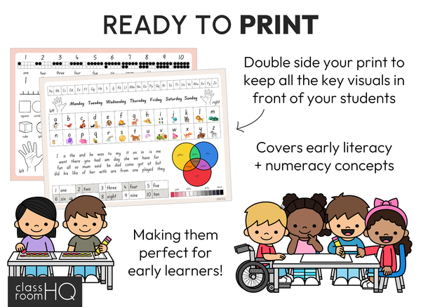 HAZY DAISY Editable Desk Mats | Calm Classroom Reference Tool
