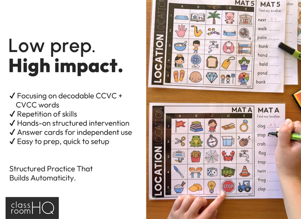 Learning to Read CCVC & CVCC Words Location Mats - Hands-On Phonics Centre